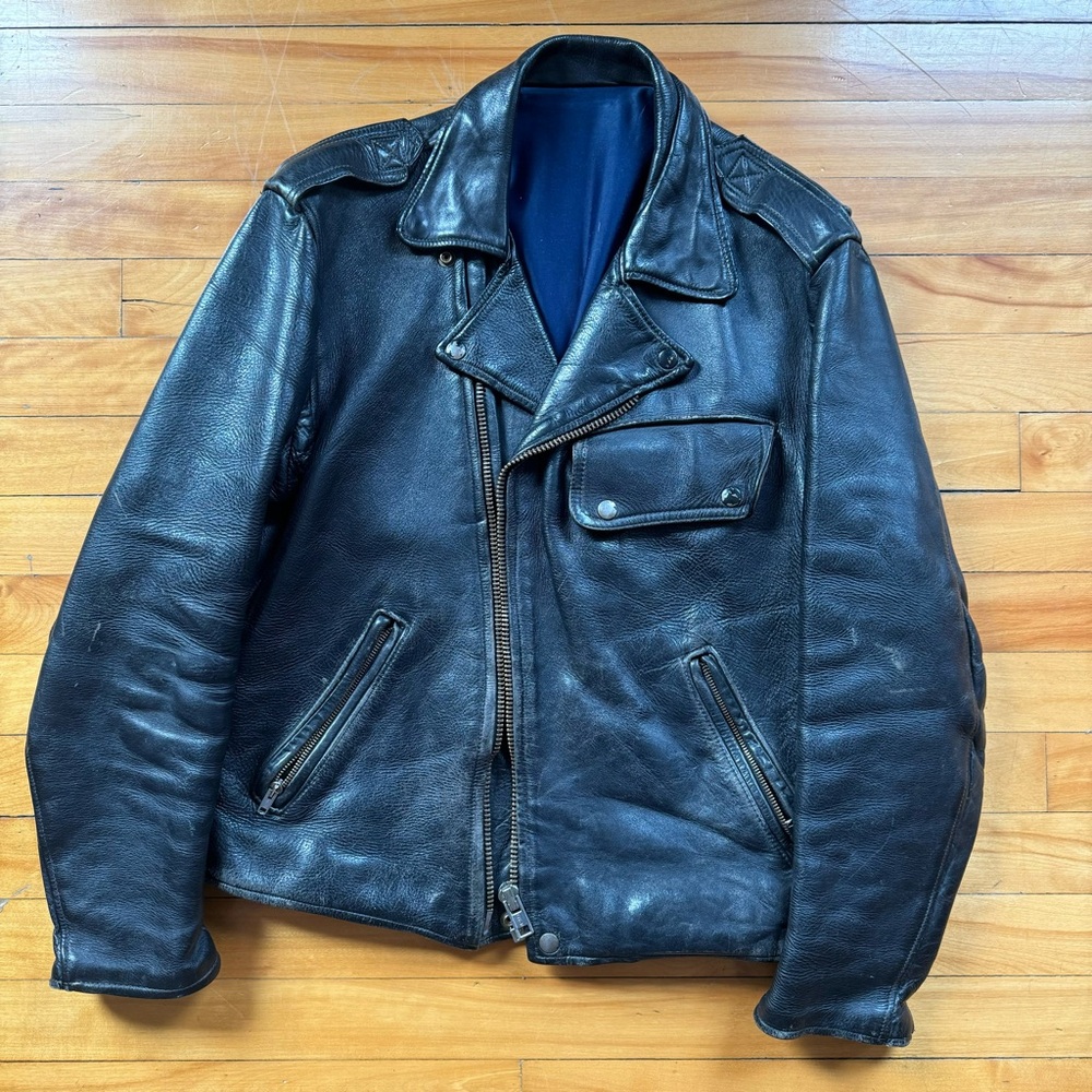 Vintage Black Leather Motorcycle Jacket